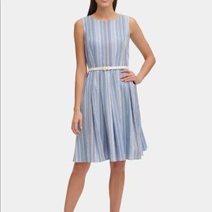 NWOT TOMMY HILFIGER Blue Striped Fit Flare Dress
